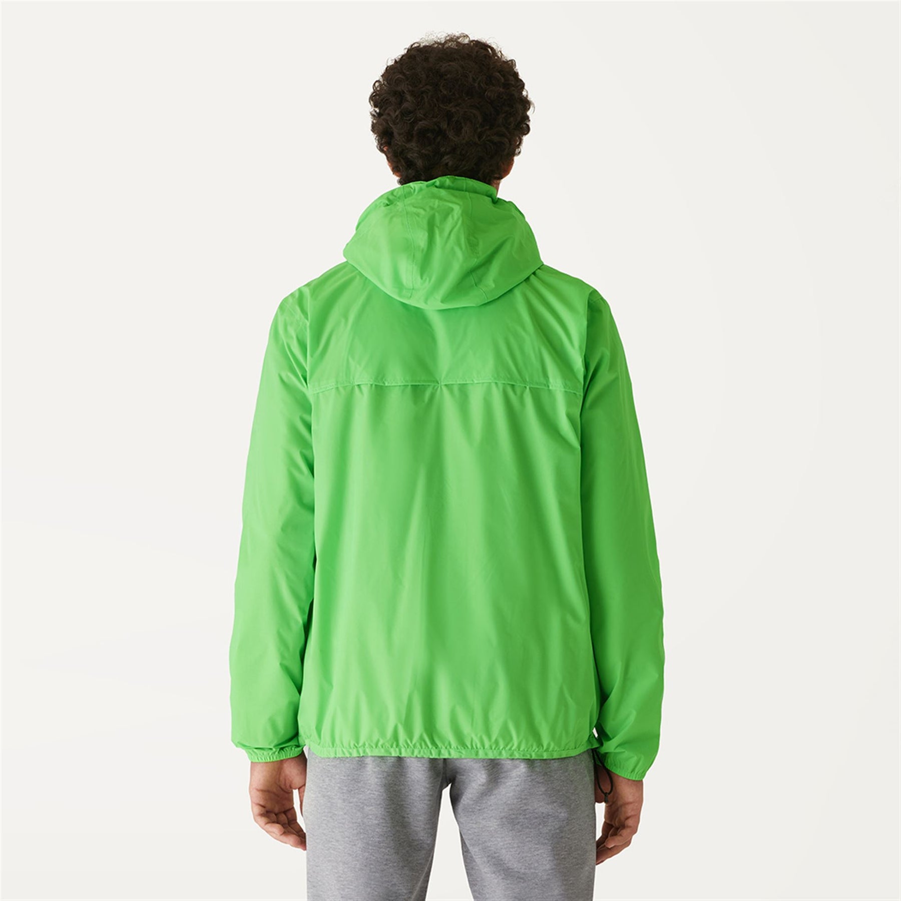 Claude - Unisex Packable Full Zip Waterproof  Rain Jacket in Green Fluo