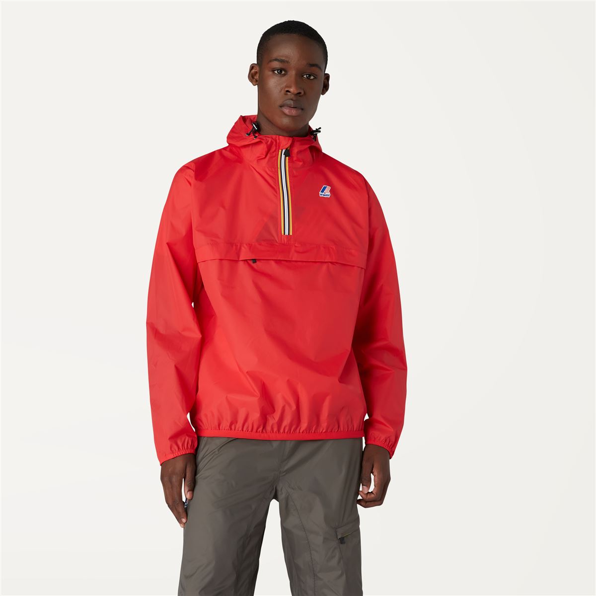 Leon - Packable Quarter Zip Rain Jacket in Red