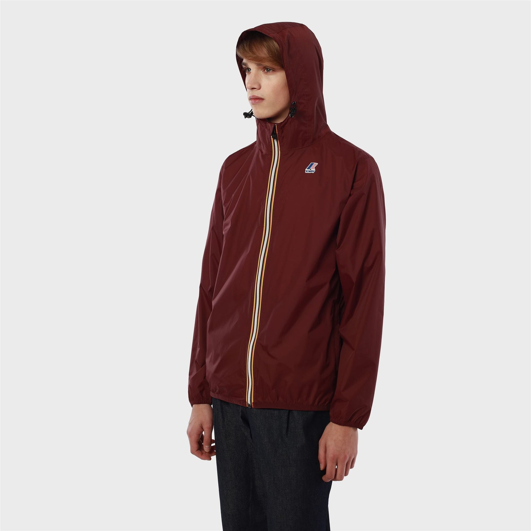 Claude - Unisex Packable Full Zip Waterproof  Rain Jacket in  Red Dk Amaranto