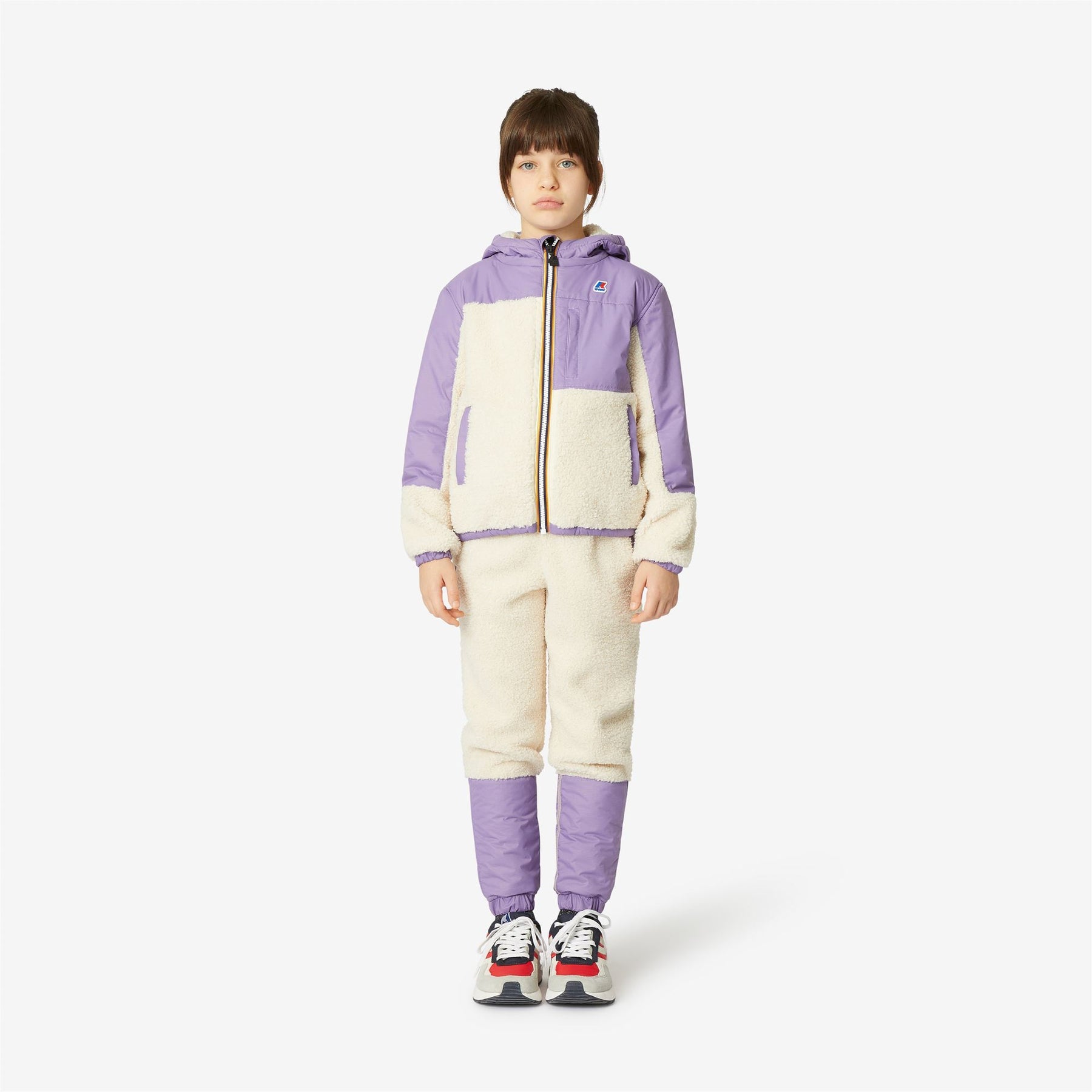 Neige Orsetto - Kids Fleece Top in Ecru - Violet